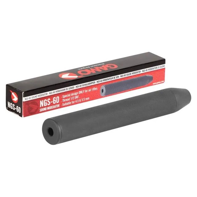 EXTERNO SILENCIADOR MODERADOR SONIDO CARABINA PCP GAMO NGS-60 1/2 UNF NEGRO