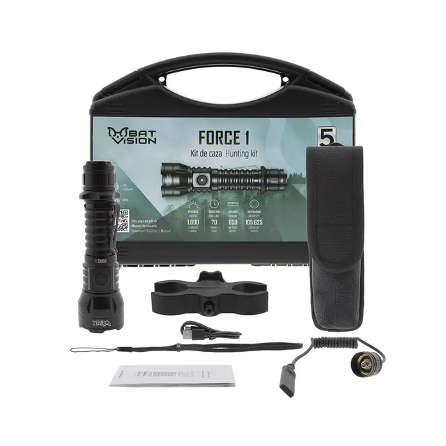 Kit Caza Linterna Force One Bat Vision 1000 lm