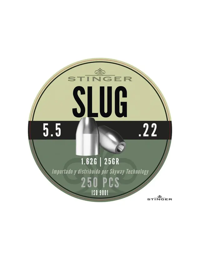 STINGER SLUG 5,5 / 1,6 GR (250) - Munición Precisa para Pistolas y Rifles de Aire Comprimido
