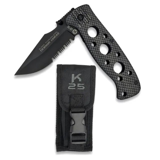 NAVAJA TACTICA K25 19221 TITANIUM COATED 8CM CON FUNDA