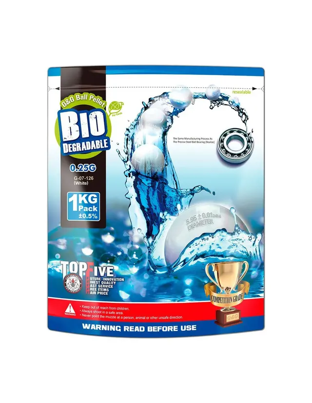 Bolas G&G 0.25g Biodegradable Blancas 1kg