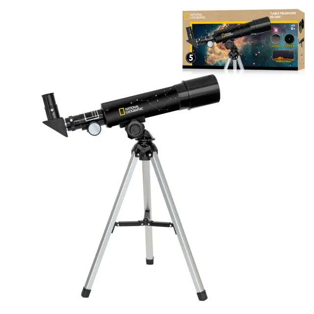 NATIONAL GEOGRAPHIC 50/360 Telescopio con Trípode de Mesa