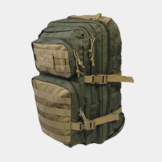 Mochila assault pack 36L - MIL-TEC - Ranger green y frontal coyote