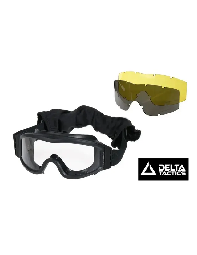 GAFAS PROTECCION ANTI VAHO NEGRAS 3 LENTES DELTA TACTICS