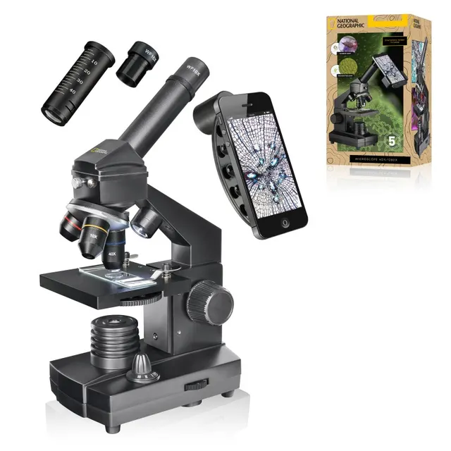 Microscopio NATIONAL GEOGRAPHIC 40x-1280x con Soporte para Smartphone