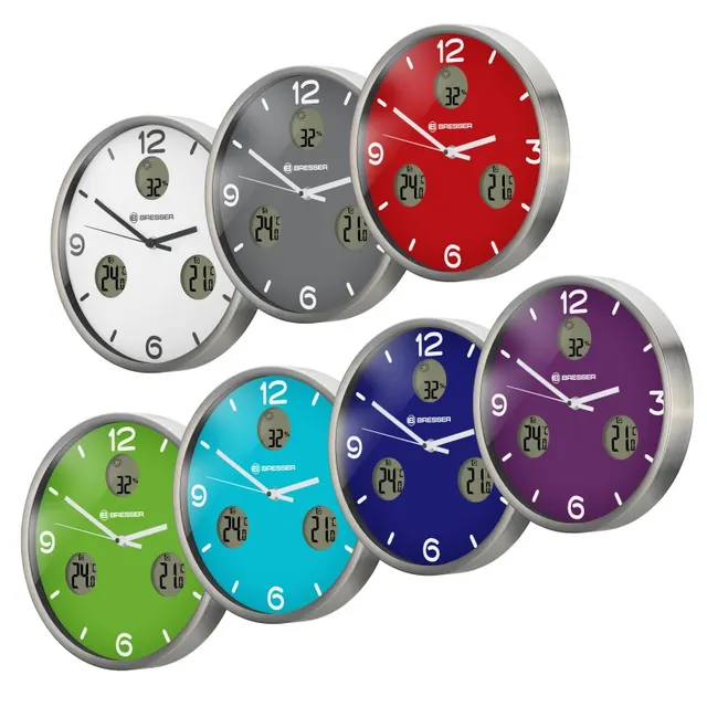 Reloj de Pared radio controlado BRESSER MyTime io NX con Medición de Temperatura y Humedad - Diámetro 30cm