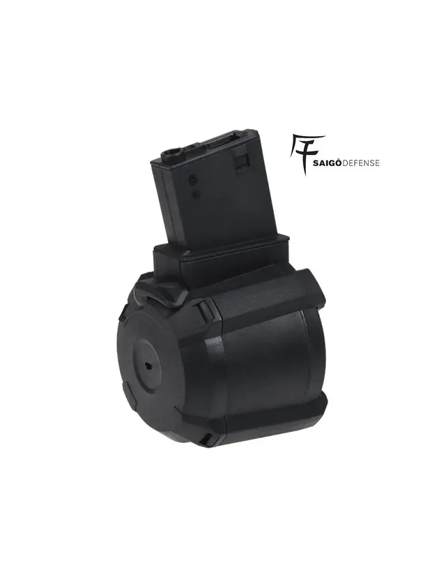 CARGADOR DRUM ELECTRICO M4 1000 RDS NEGRO SAIGO DEFENSE